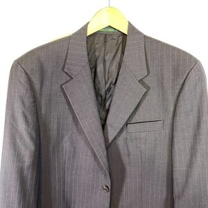 Lauren‎ Ralph Lauren Pinstripe Wool Blazer Jacket Women's Charcoal Gray 43R